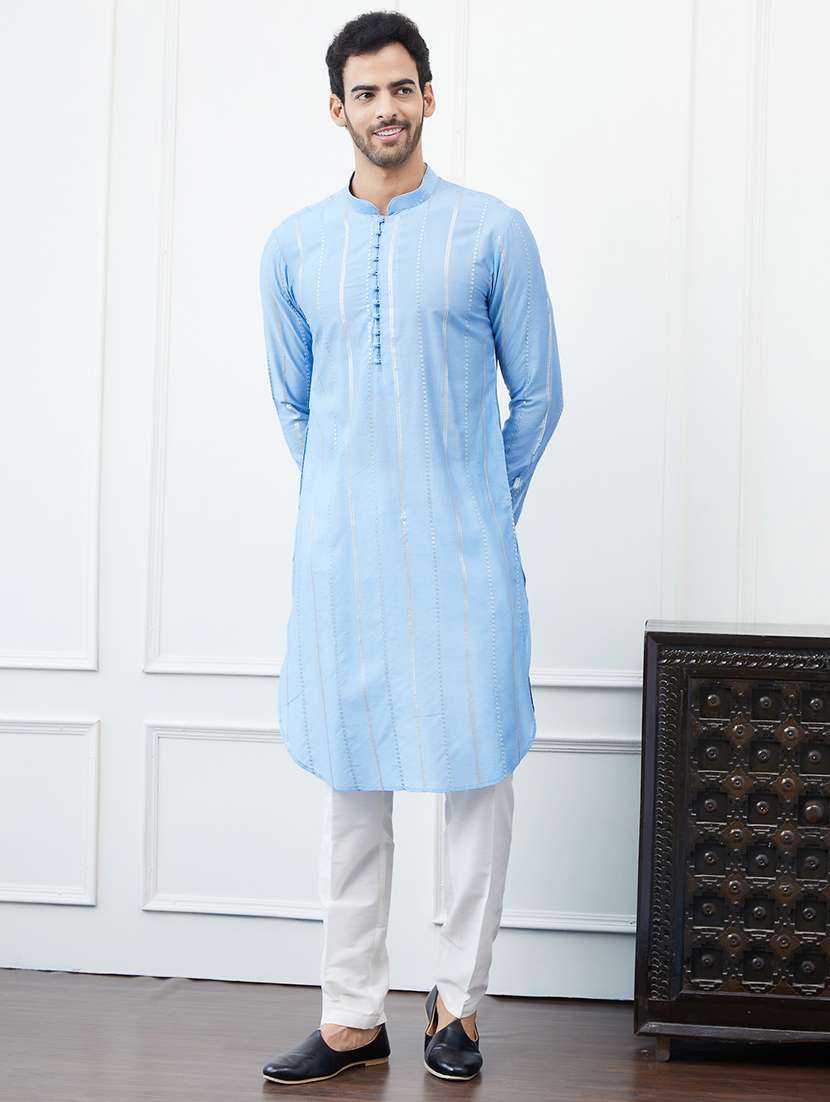 men mandarin neck long sleeve kurta