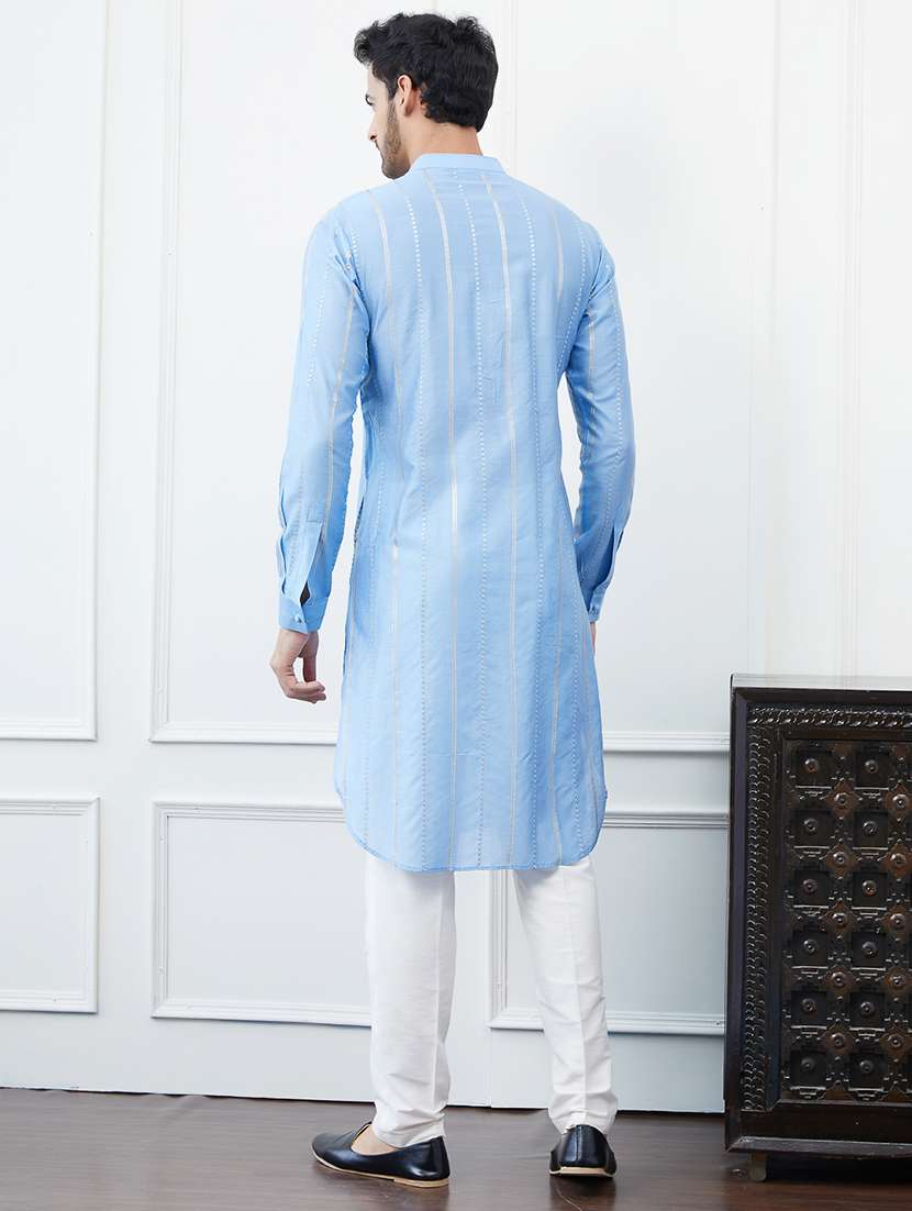 men mandarin neck long sleeve kurta - 22392091 -  Standard Image - 5
