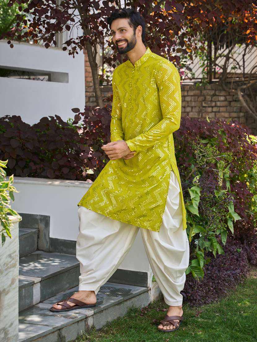men mandarin neck long sleeve kurta - 22392092 -  Standard Image - 3
