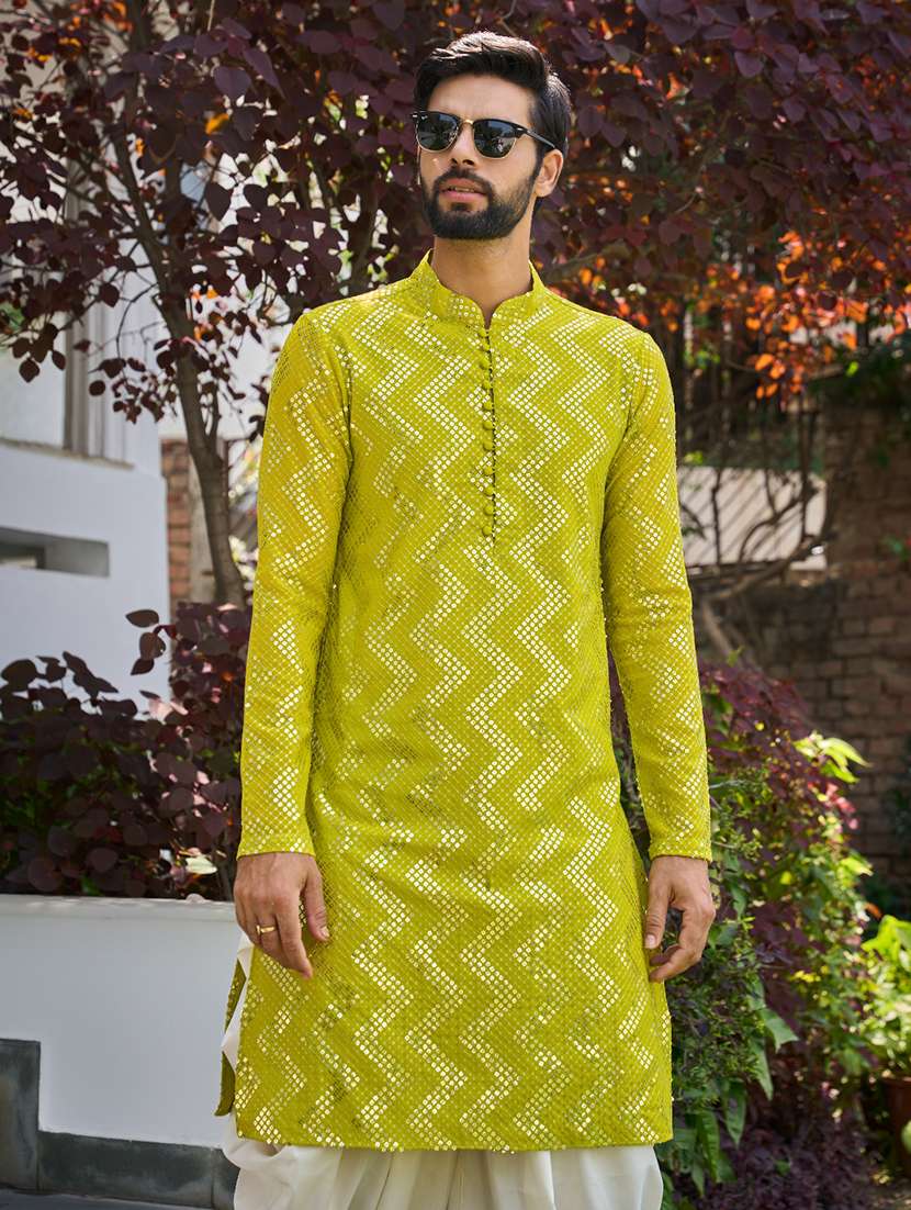 men mandarin neck long sleeve kurta - 22392092 -  Standard Image - 5