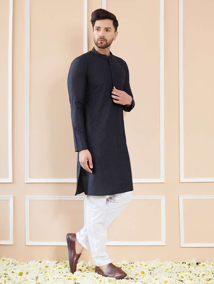 men mandarin neck long sleeve kurta - 22392093 -  Standard Image - 3