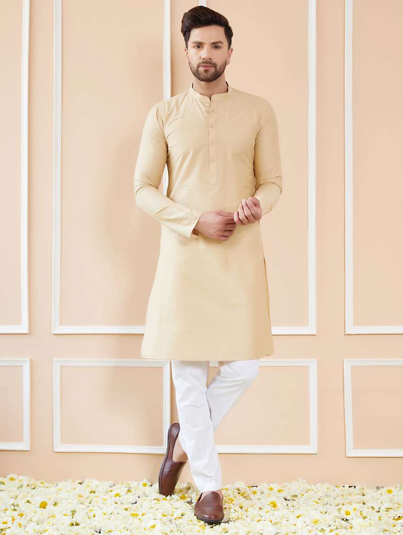 men mandarin neck long sleeve kurta