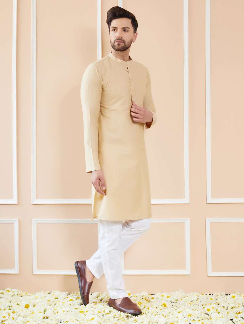men mandarin neck long sleeve kurta - 22392094 -  Standard Image - 3