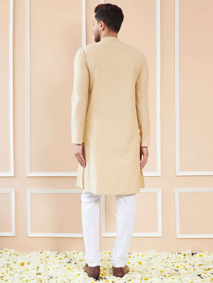 men mandarin neck long sleeve kurta - 22392094 -  Standard Image - 5
