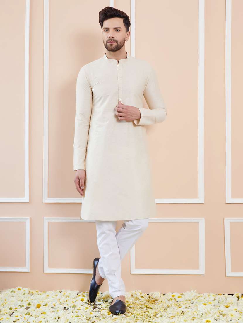 men mandarin neck long sleeve kurta