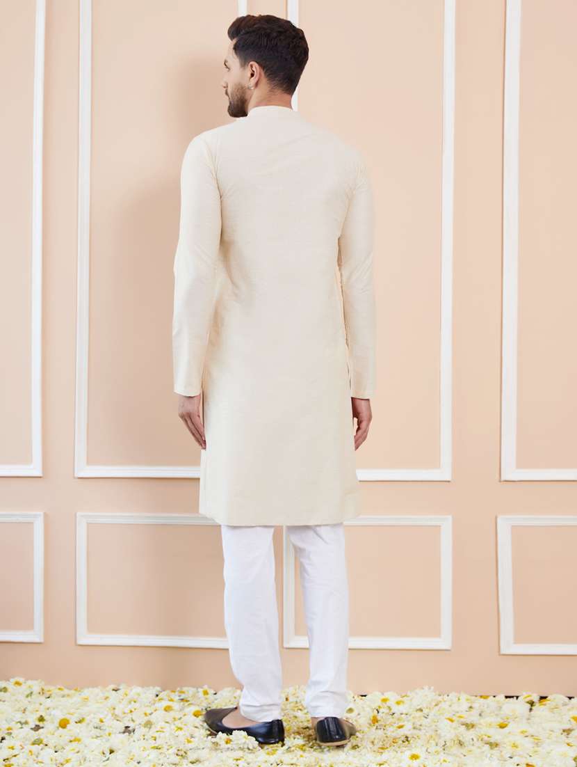 men mandarin neck long sleeve kurta - 22392095 -  Standard Image - 5