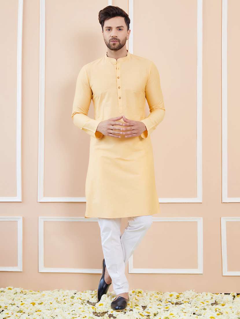 men mandarin neck long sleeve kurta