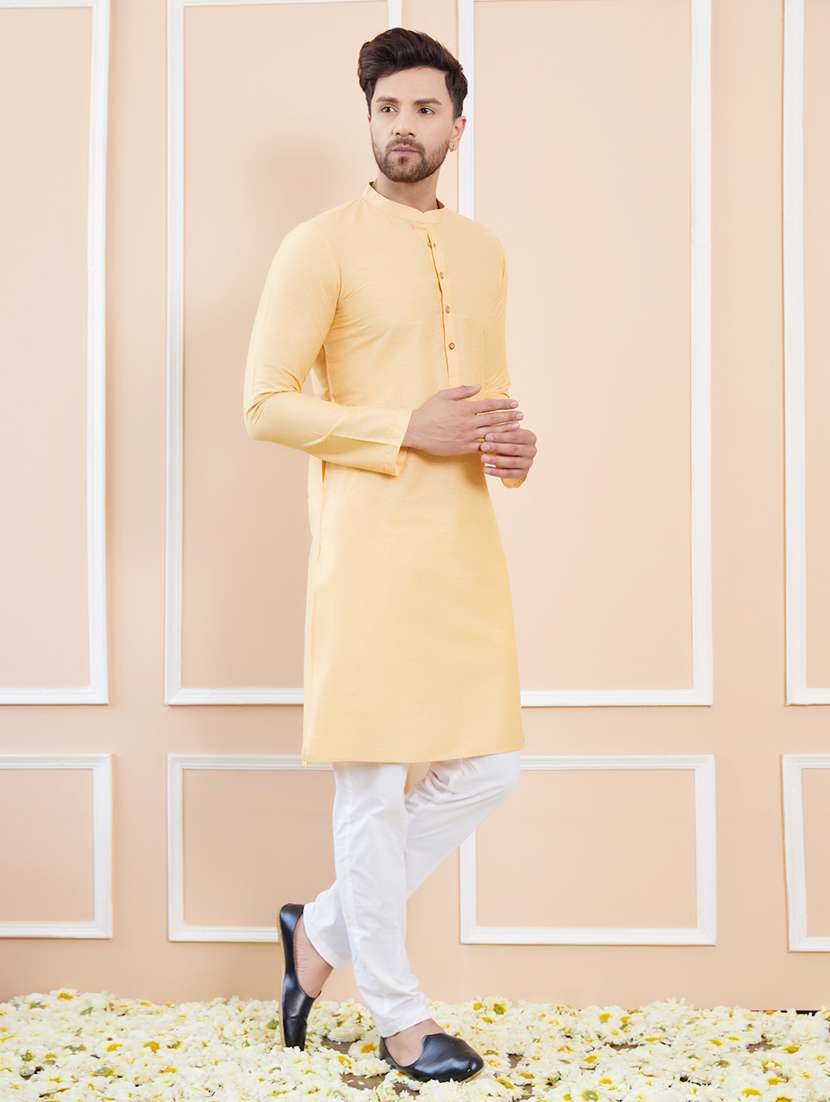 men mandarin neck long sleeve kurta - 22392096 -  Standard Image - 3