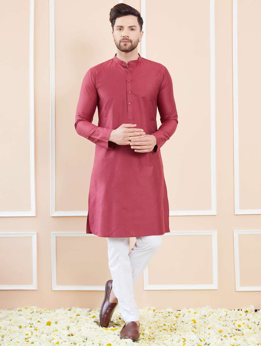 men mandarin neck long sleeve kurta