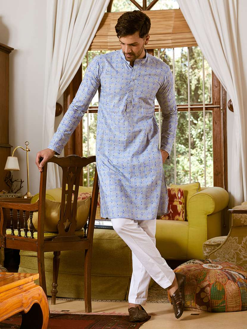 men mandarin neck long sleeve kurta - 22392098 -  Standard Image - 3