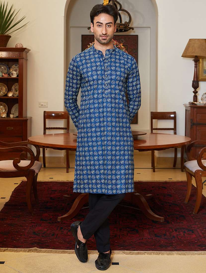 men mandarin neck long sleeve kurta - 22392099 -  Standard Image - 3