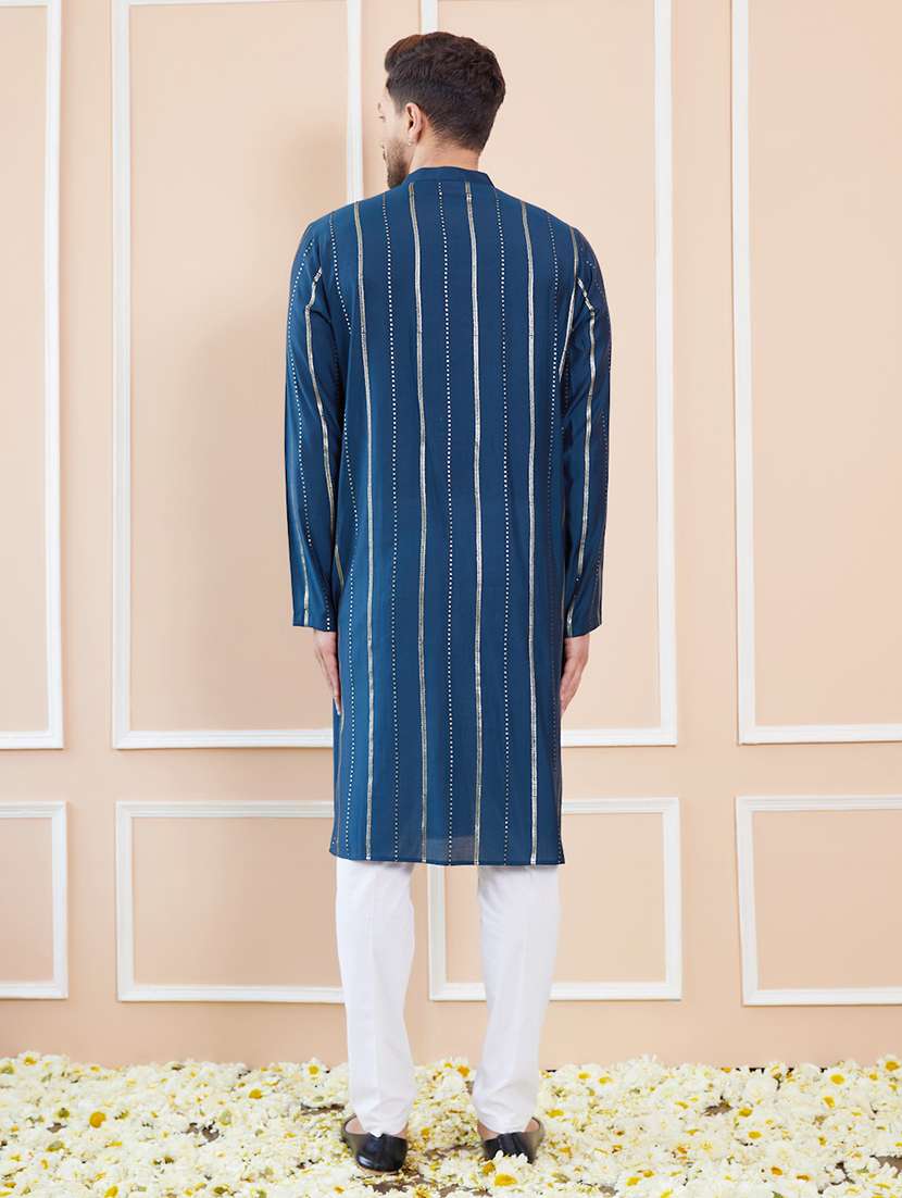 men self design long sleeve kurta - 22392109 -  Standard Image - 5