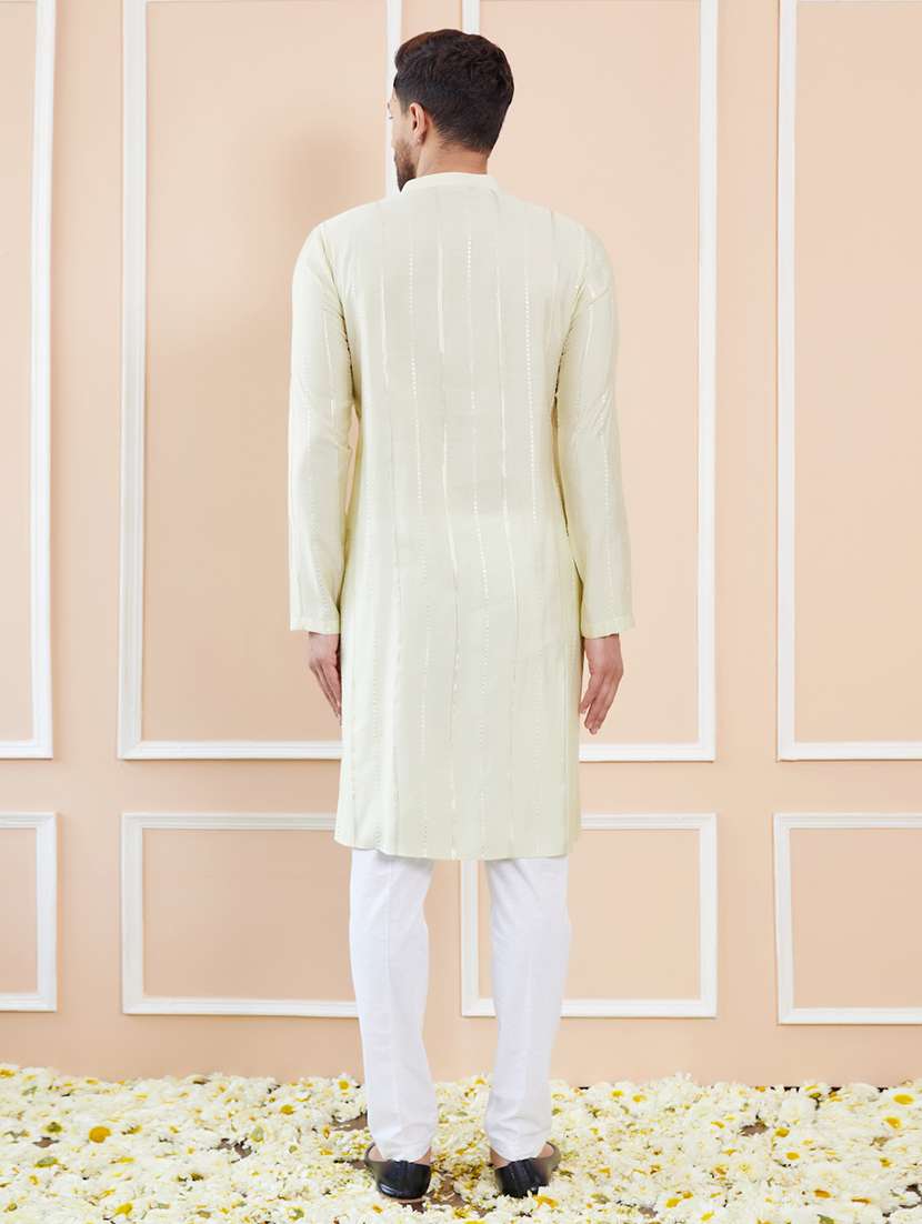 men self design long sleeve kurta - 22392110 -  Standard Image - 5