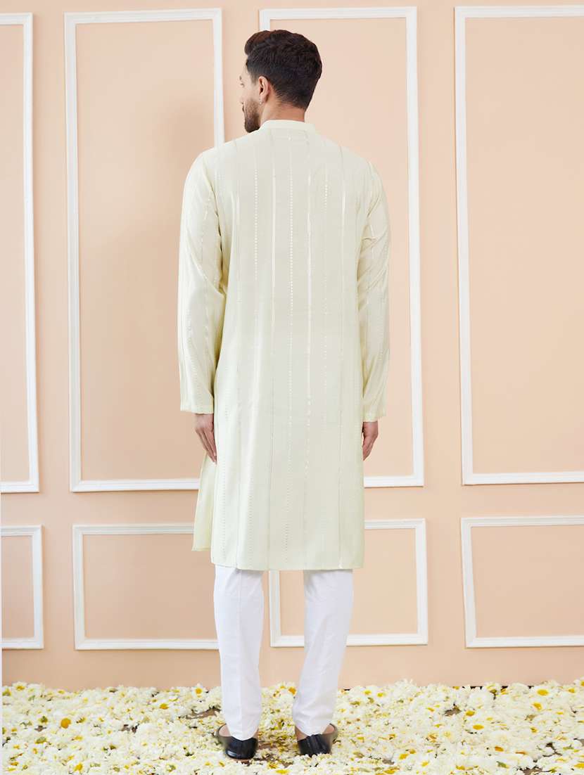men self design long sleeve kurta - 22392111 -  Standard Image - 5