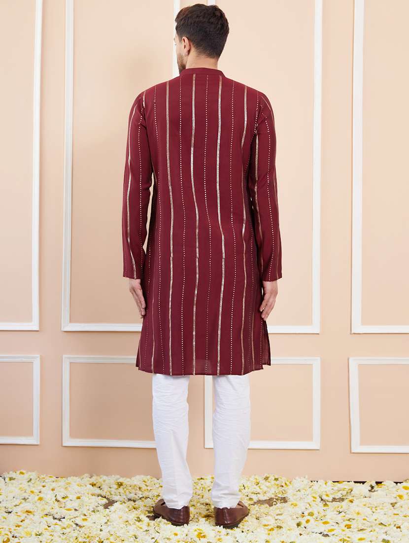 men self design long sleeve kurta - 22392113 -  Standard Image - 5