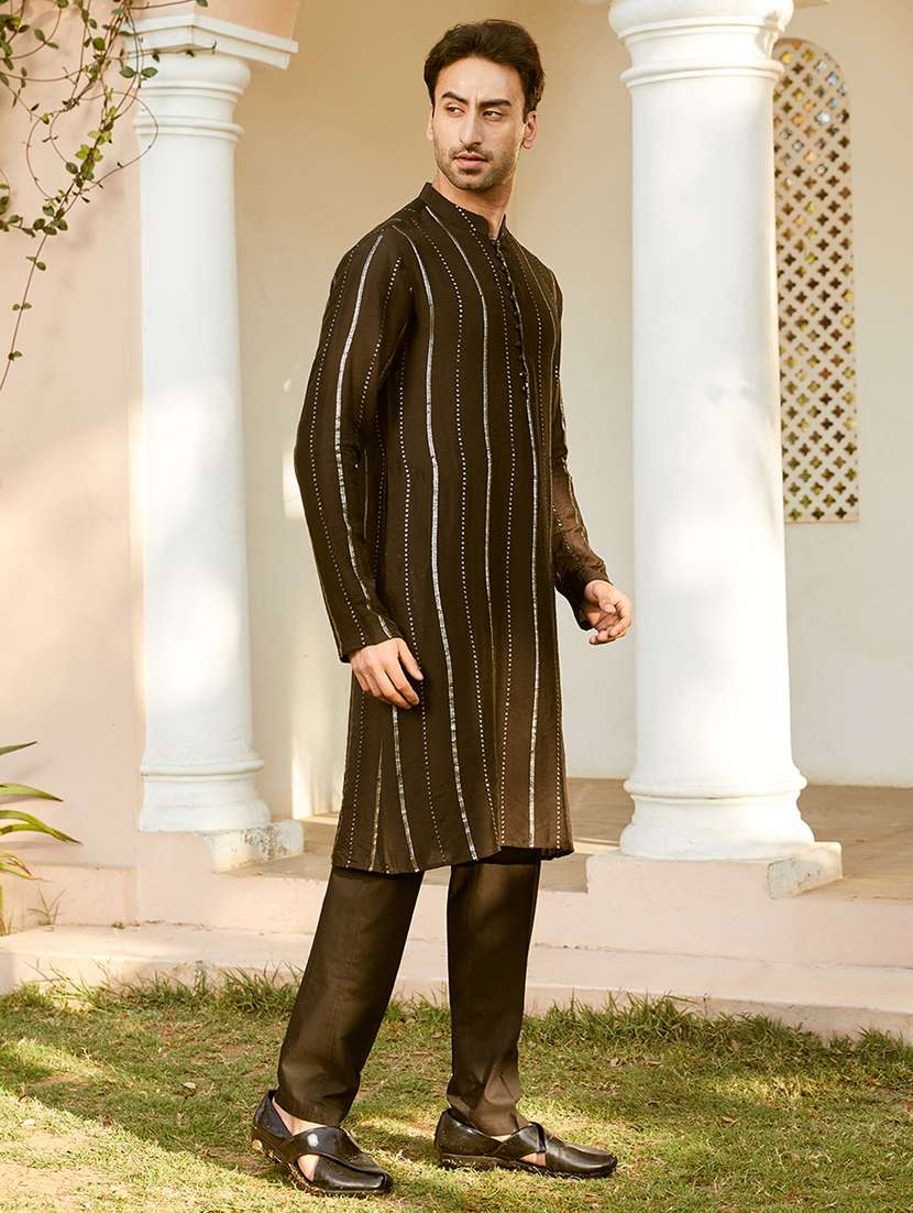 men self design long sleeve kurta - 22392115 -  Standard Image - 3