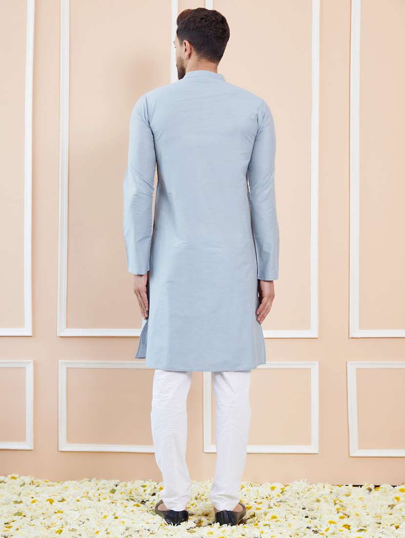 men solid mandarin neck long kurta - 22392145 -  Standard Image - 5