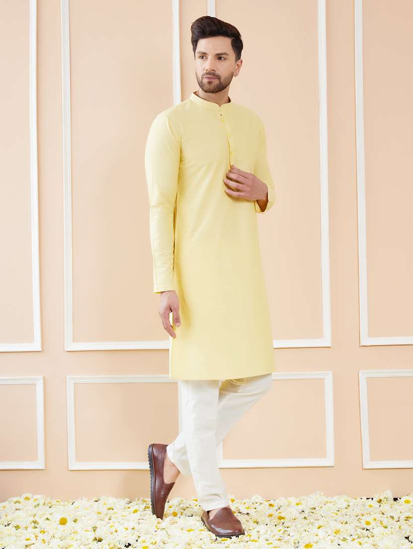 men solid mandarin neck long kurta - 22392147 -  Standard Image - 3