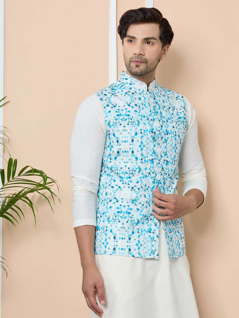 men mandarin neck sleeveless nehru jacket - 22392165 -  Standard Image - 3