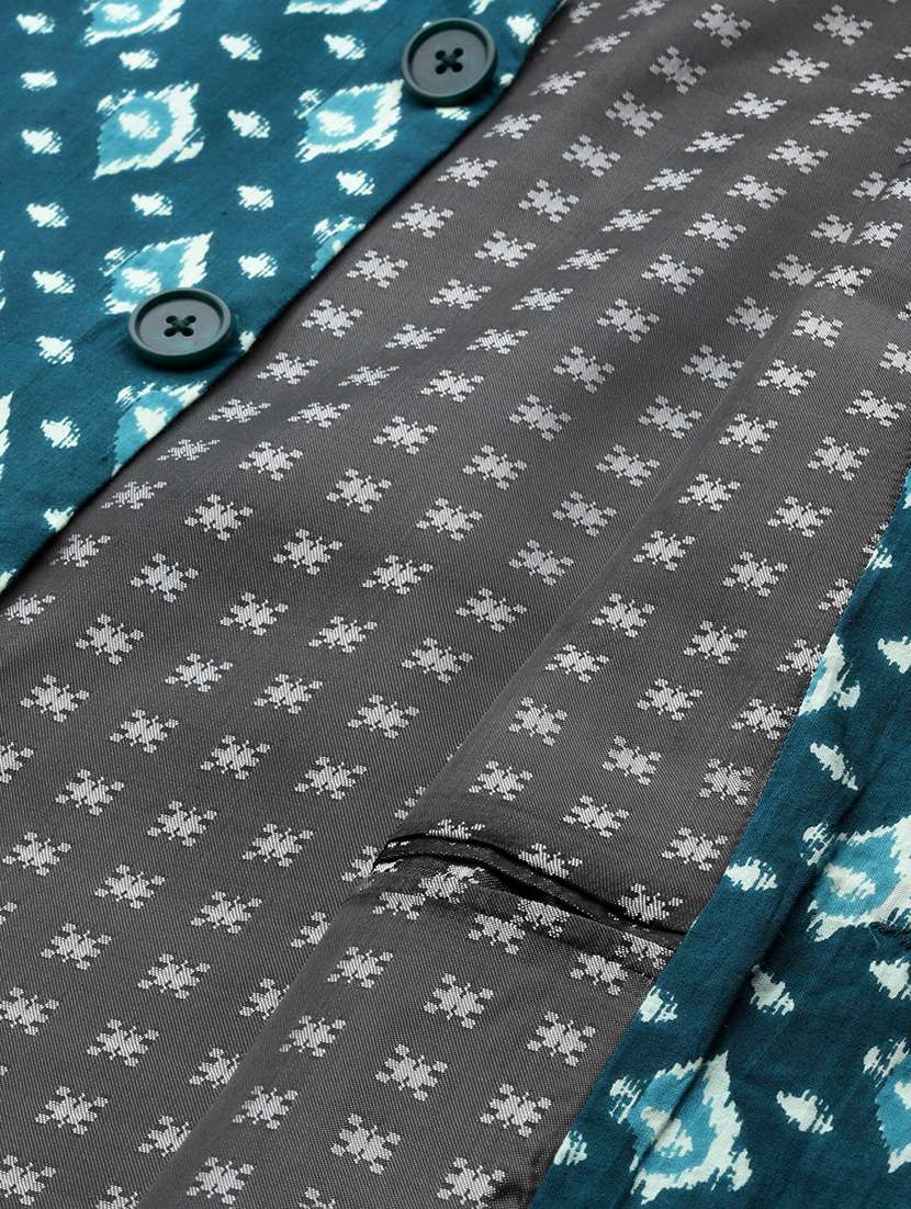 men printed sleeveless nehru jacket - 22392171 -  Standard Image - 5