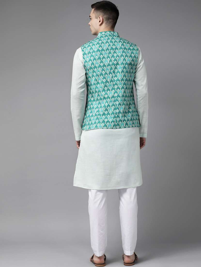 men printed sleeveless nehru jacket - 22392173 -  Standard Image - 3