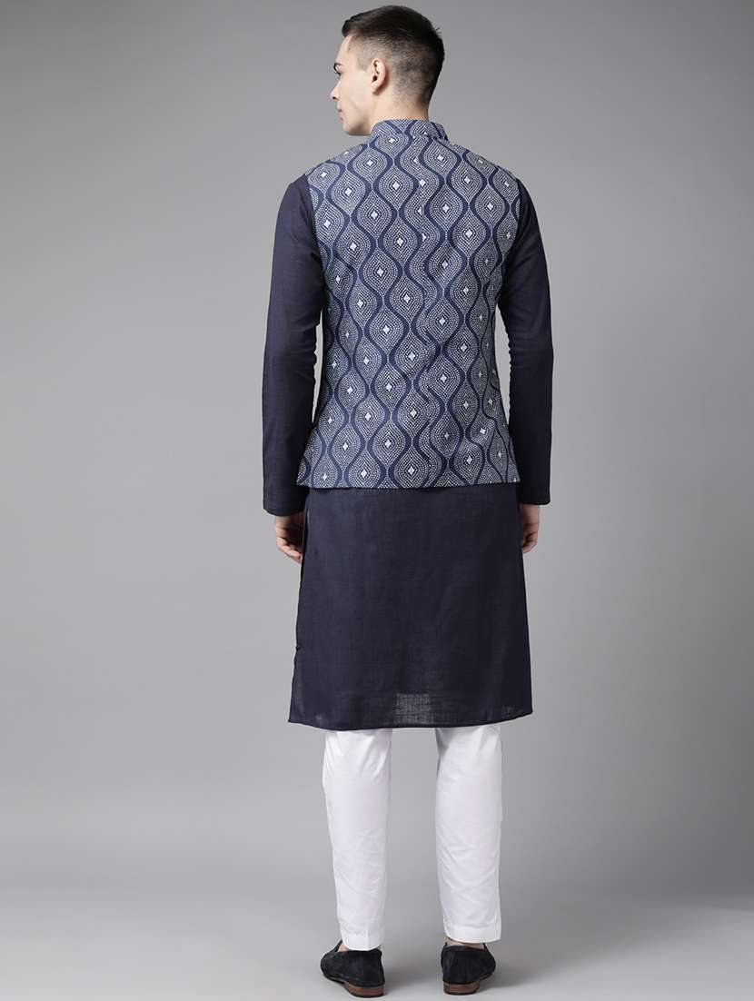 men printed sleeveless nehru jacket - 22392176 -  Standard Image - 3