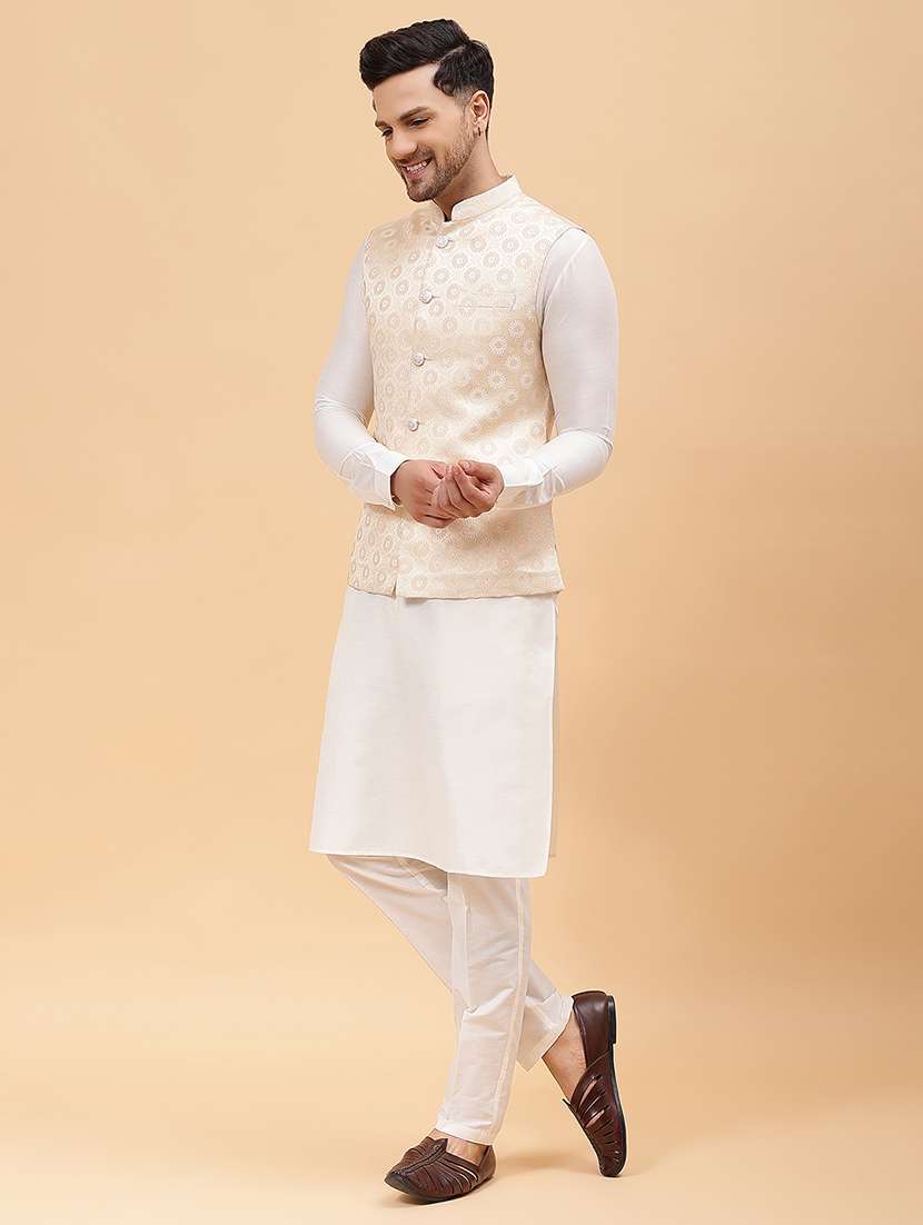 men self design sleeveless nehru jacket - 22392180 -  Standard Image - 5