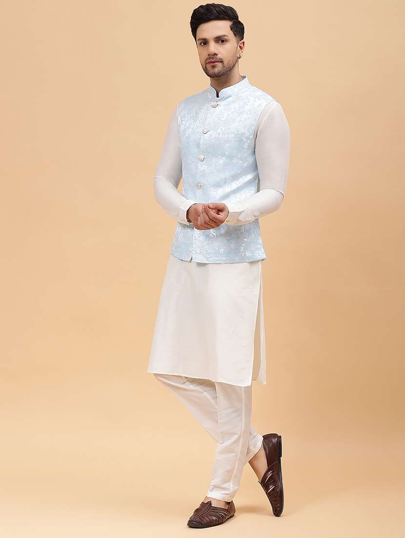 men printed sleeveless nehru jacket - 22392186 -  Standard Image - 5