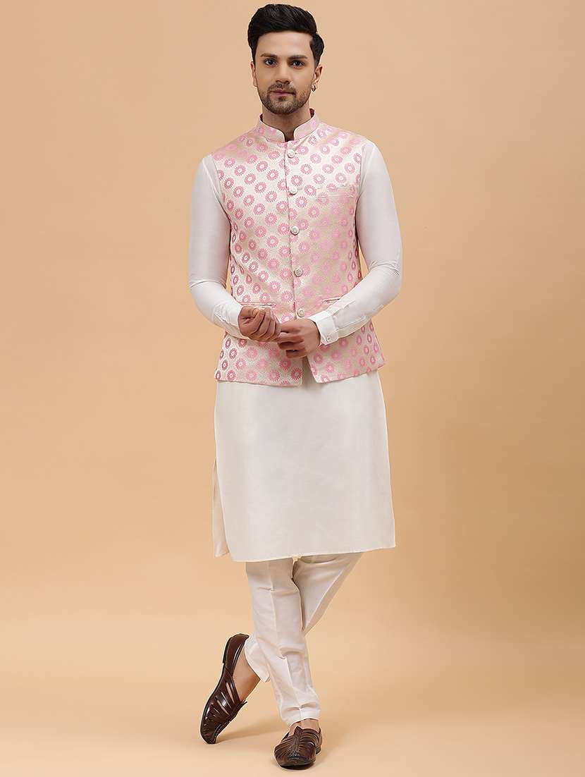 men self design sleeveless nehru jacket - 22392189 -  Standard Image - 5