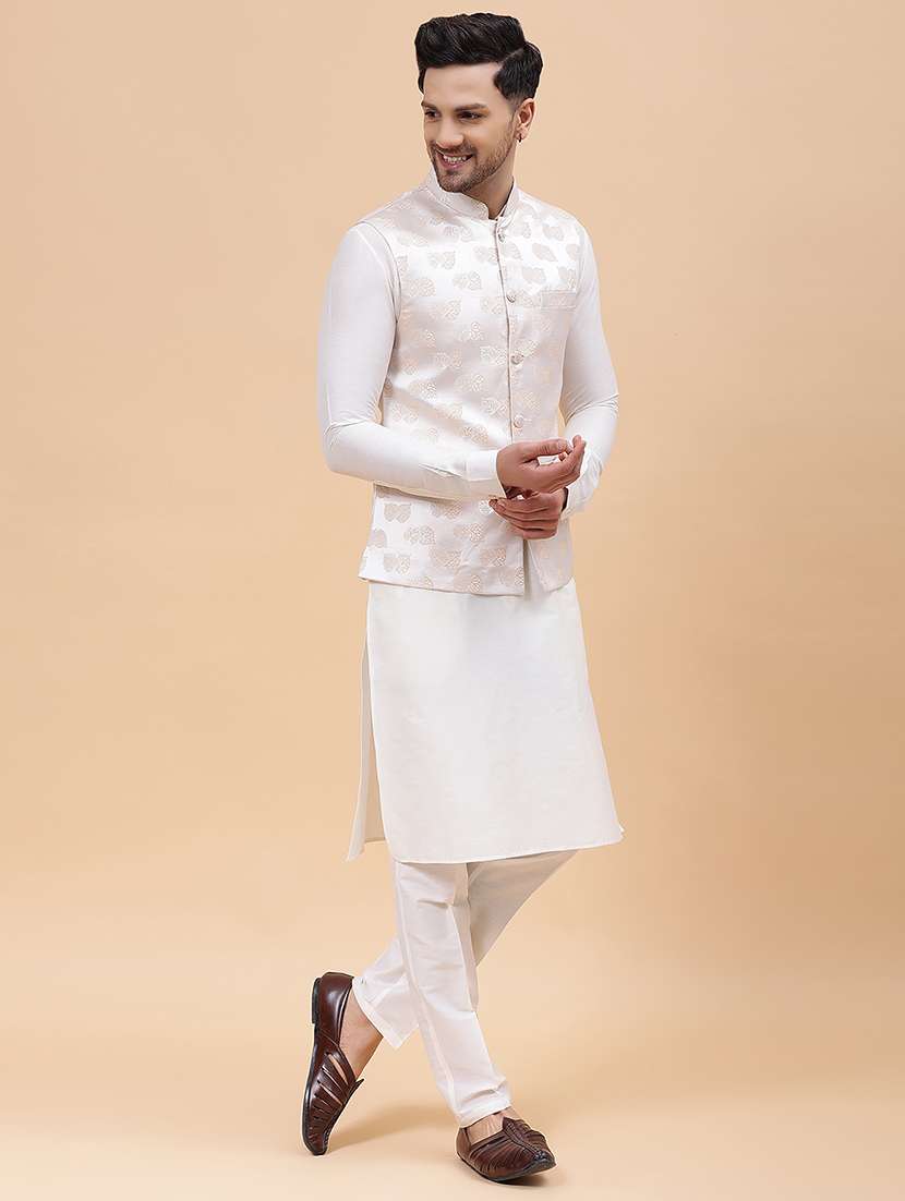 men self design sleeveless nehru jacket - 22392193 -  Standard Image - 5