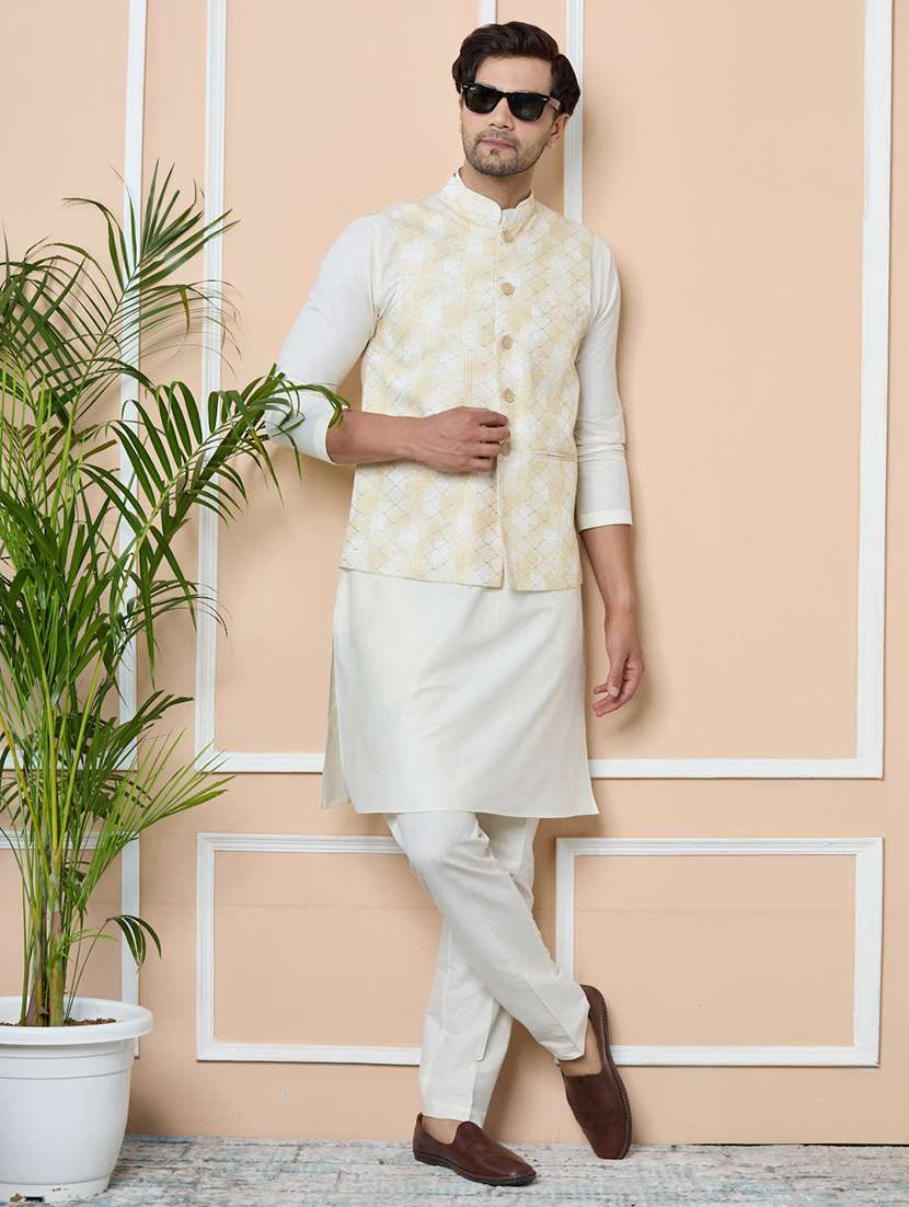 men printed mandarin neck nehru jacket - 22392246 -  Standard Image - 5