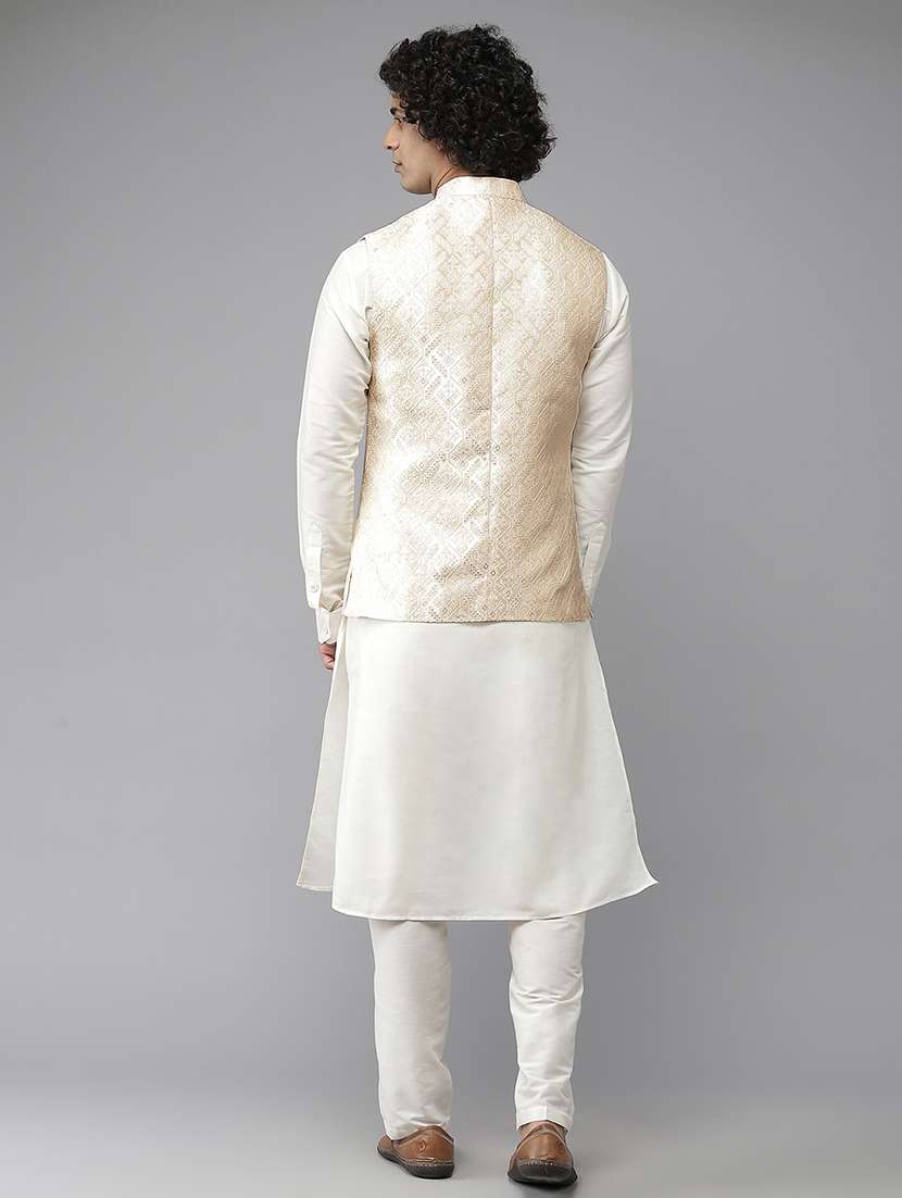 men self design mandarin neck nehru jacket - 22392283 -  Standard Image - 3