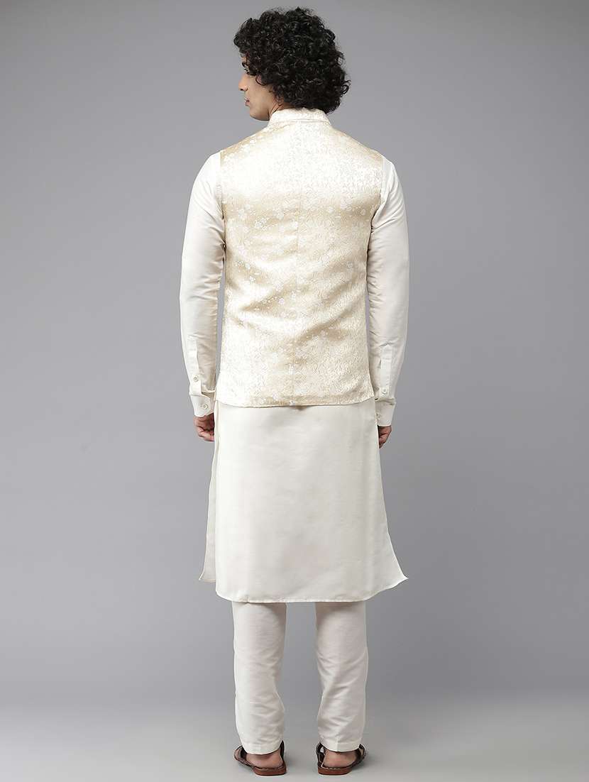 men self design mandarin neck nehru jacket - 22392290 -  Standard Image - 3
