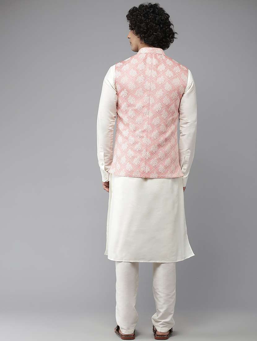 men self design mandarin neck nehru jacket - 22392311 -  Standard Image - 3