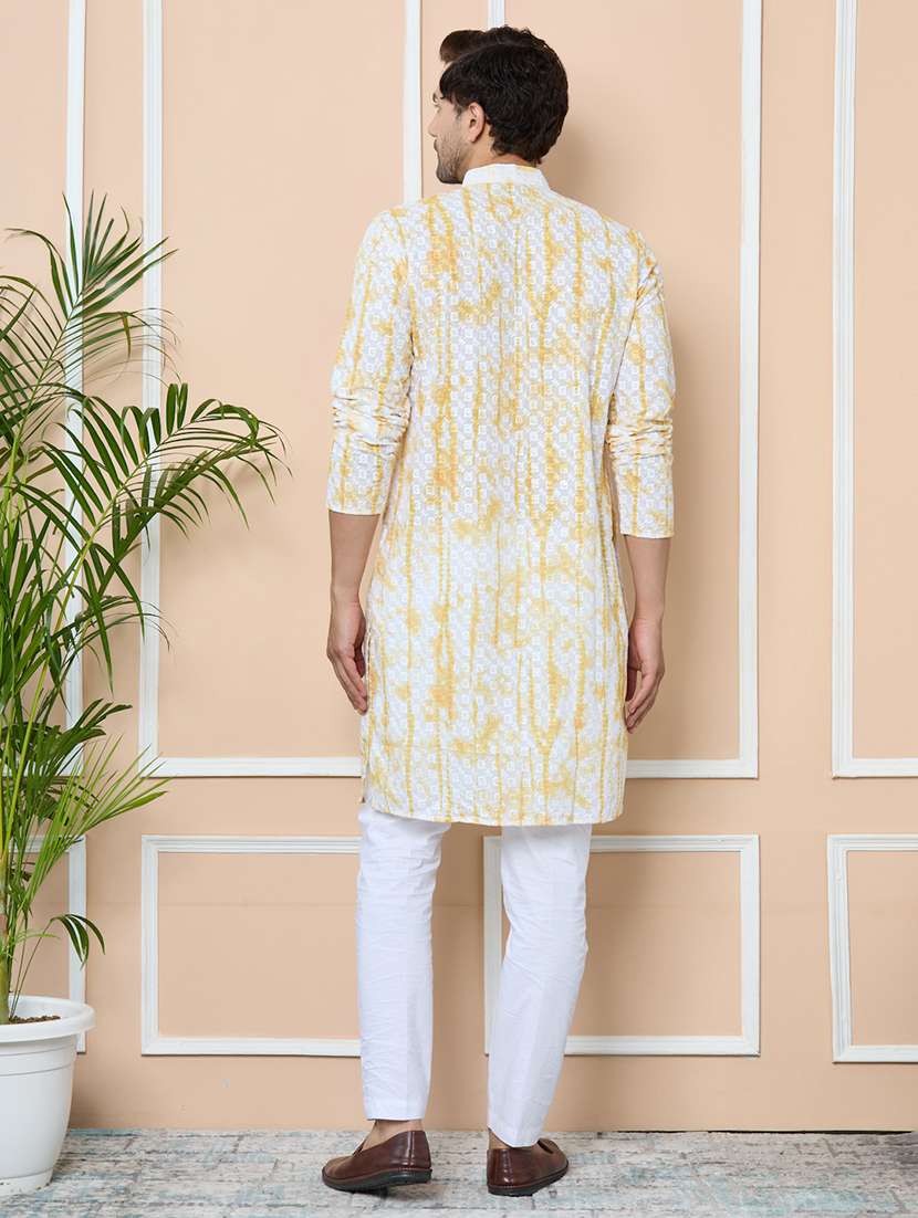 men printed mandarin neck long kurta - 22392318 -  Standard Image - 5