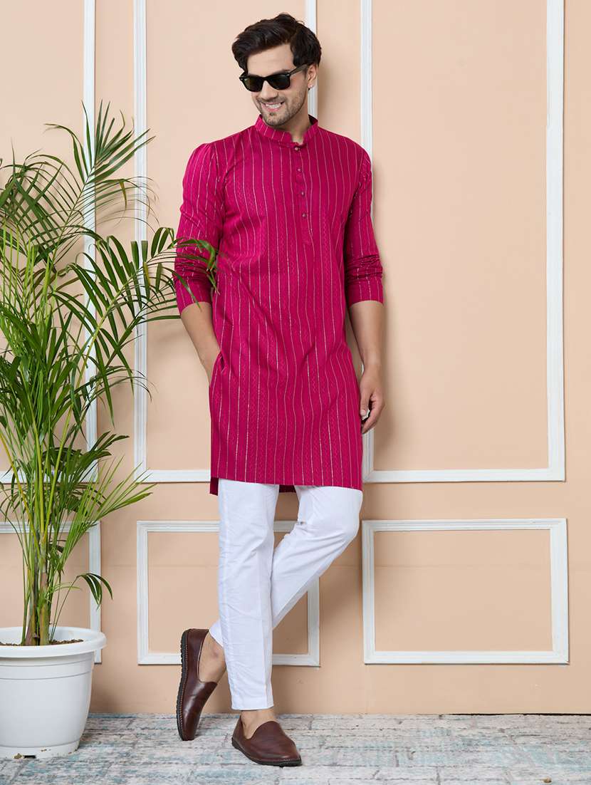 men mandarin neck long sleeve kurta