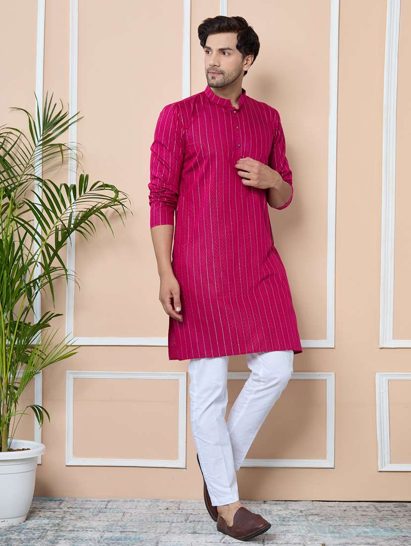 men mandarin neck long sleeve kurta - 22392331 -  Standard Image - 3