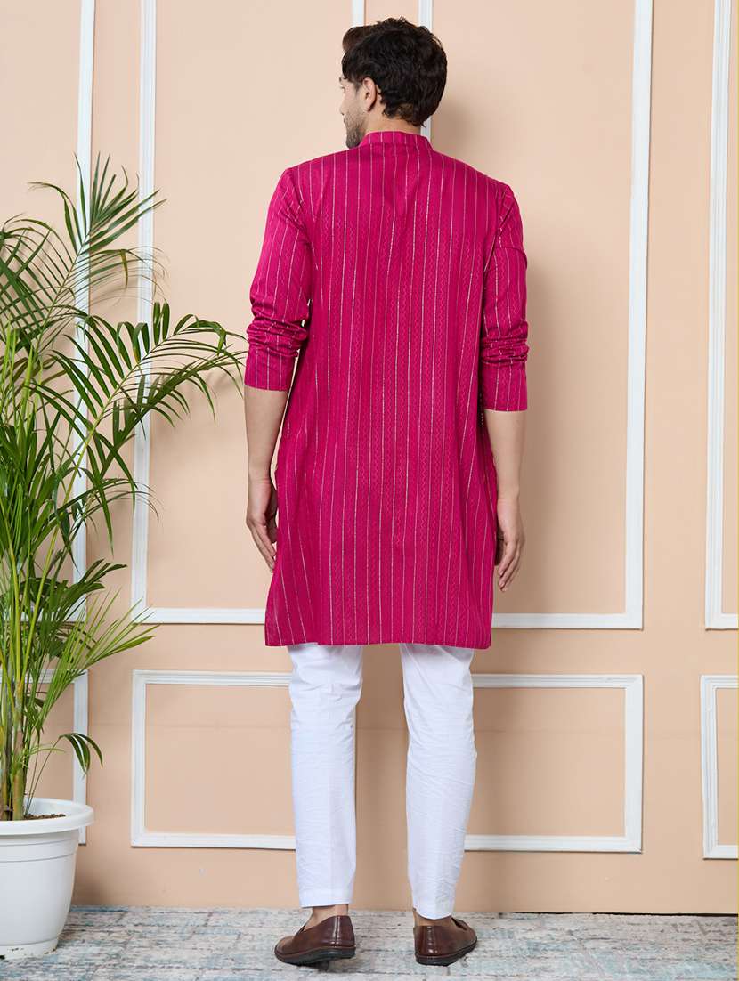 men mandarin neck long sleeve kurta - 22392331 -  Standard Image - 5
