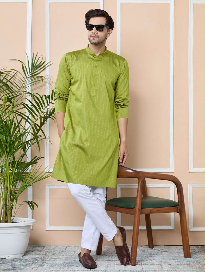 men mandarin neck long sleeve kurta