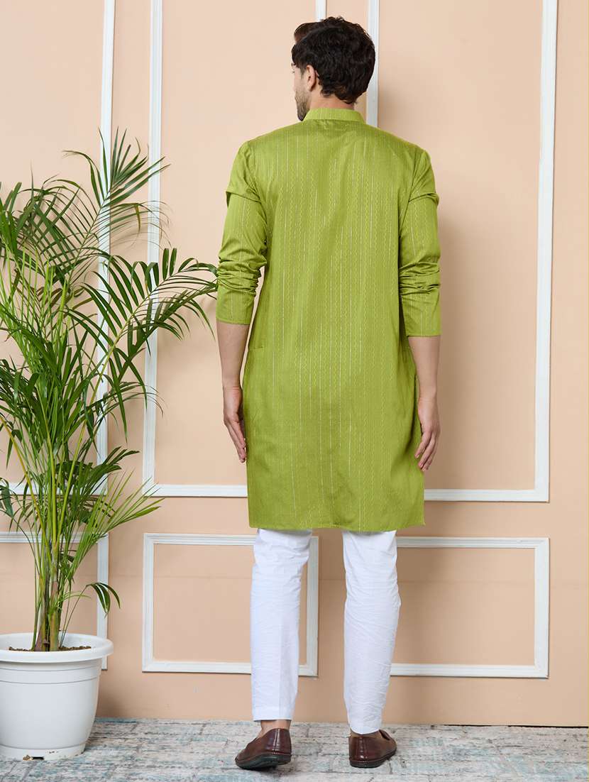 men mandarin neck long sleeve kurta - 22392335 -  Standard Image - 5