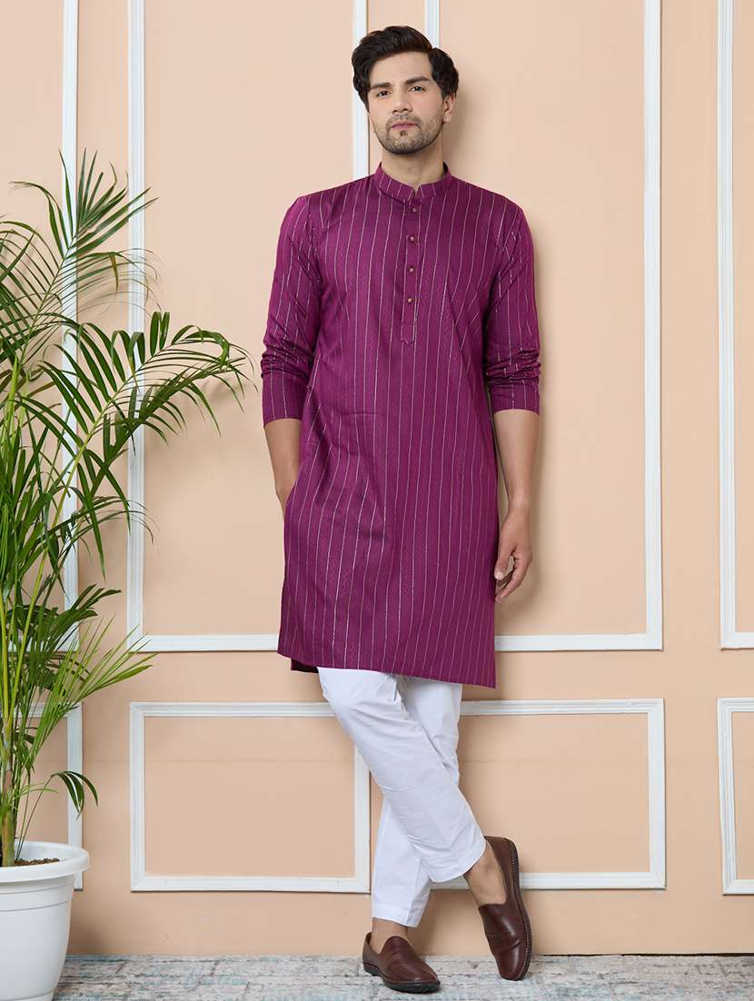 men mandarin neck long sleeve kurta
