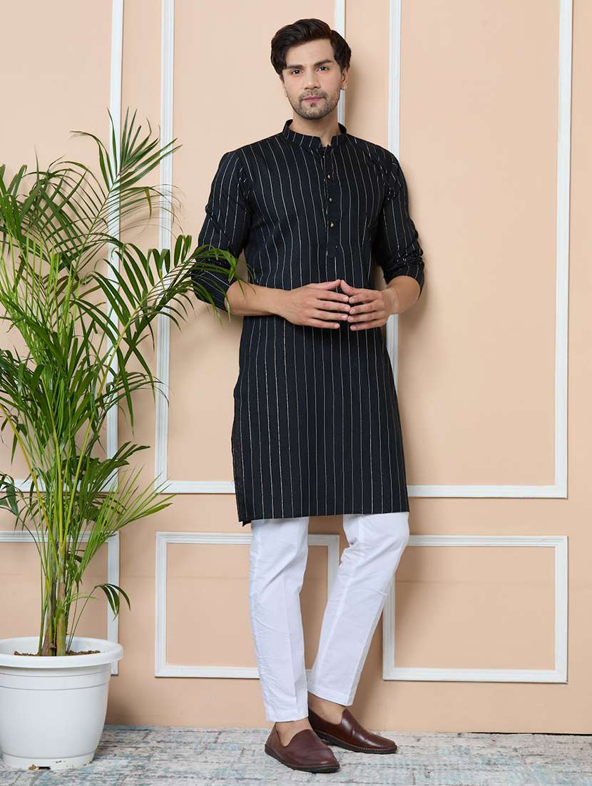 men mandarin neck long sleeve kurta