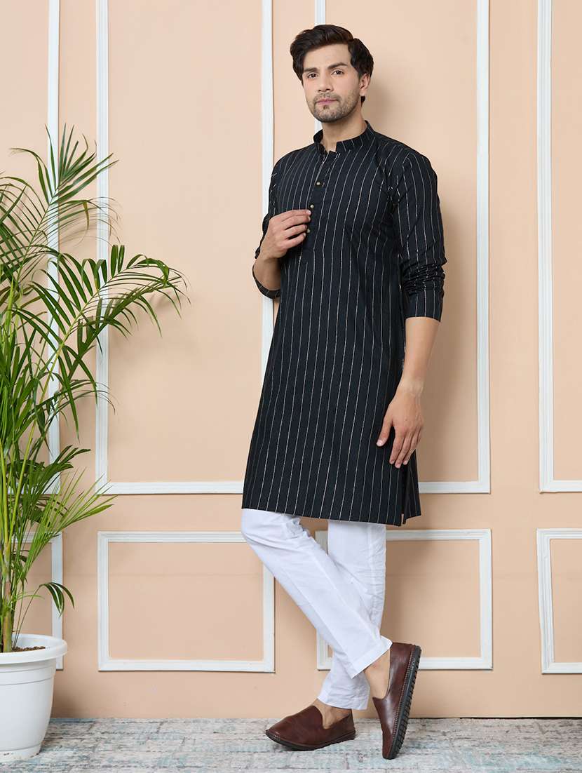 men mandarin neck long sleeve kurta - 22392344 -  Standard Image - 3