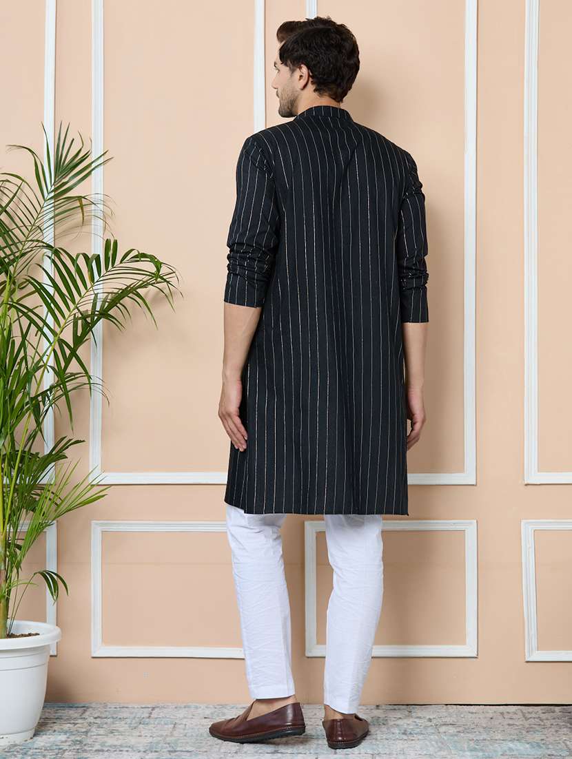 men mandarin neck long sleeve kurta - 22392344 -  Standard Image - 5