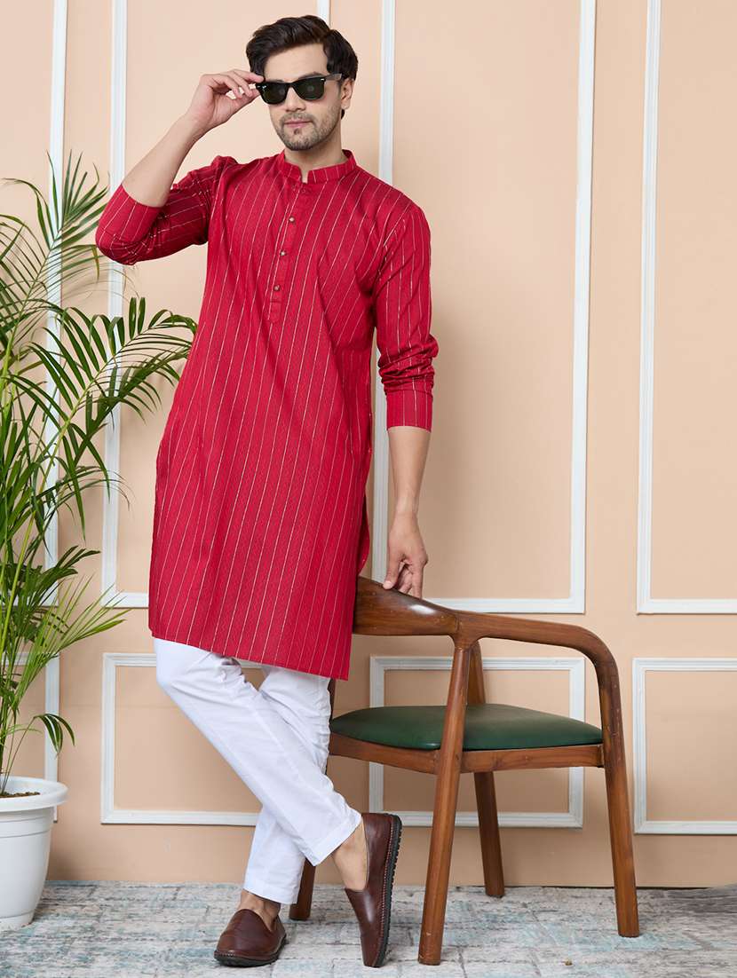 men mandarin neck long sleeve kurta