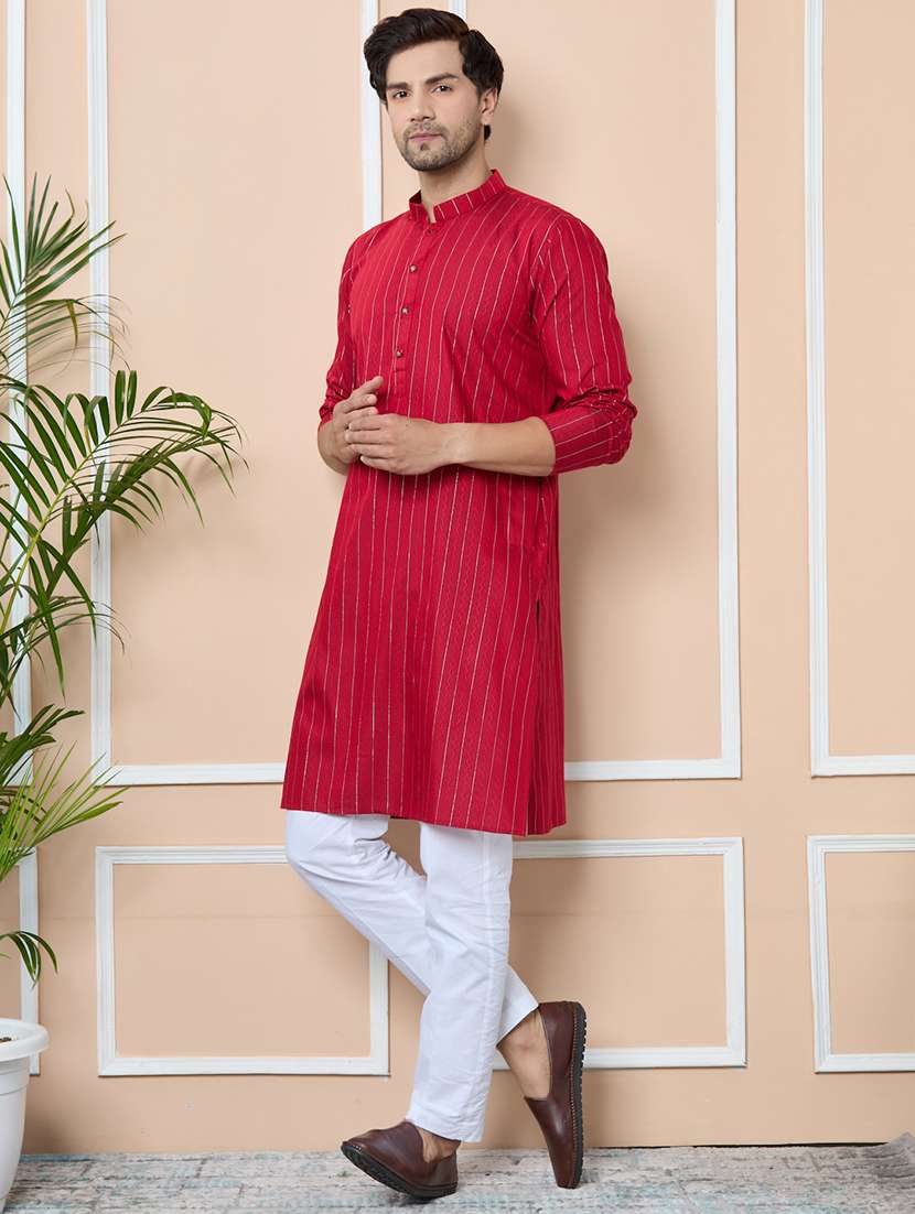 men mandarin neck long sleeve kurta - 22392346 -  Standard Image - 3