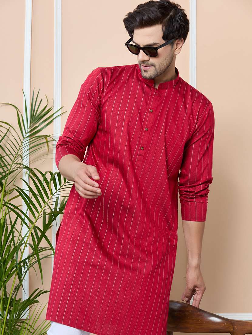 men mandarin neck long sleeve kurta - 22392346 -  Standard Image - 5
