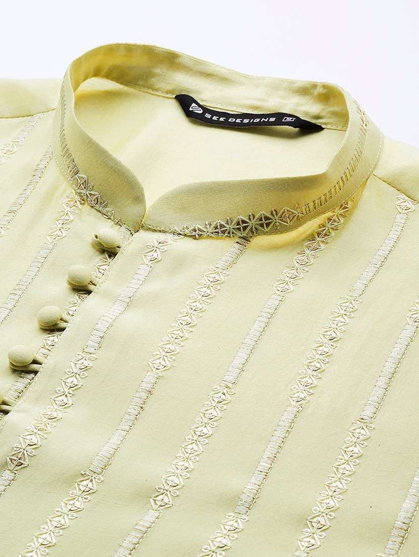 men mandarin neck long sleeve kurta - 22392369 -  Standard Image - 5
