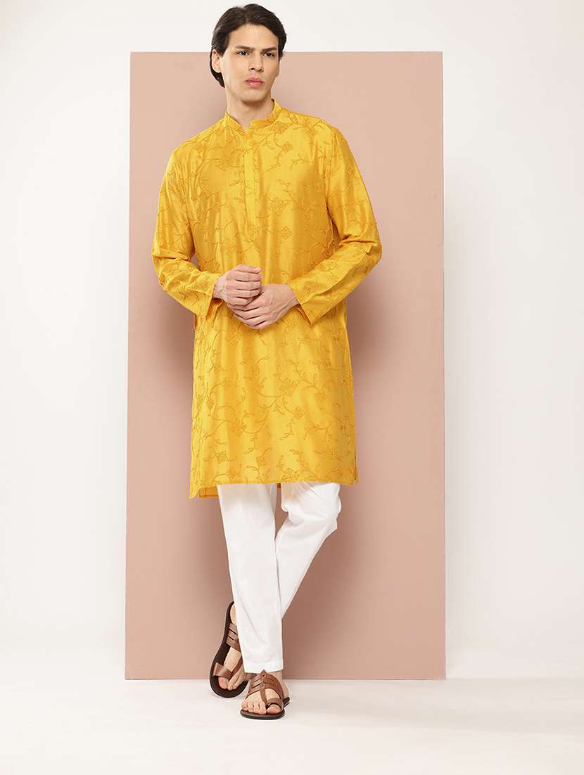 men mandarin neck long sleeve kurta