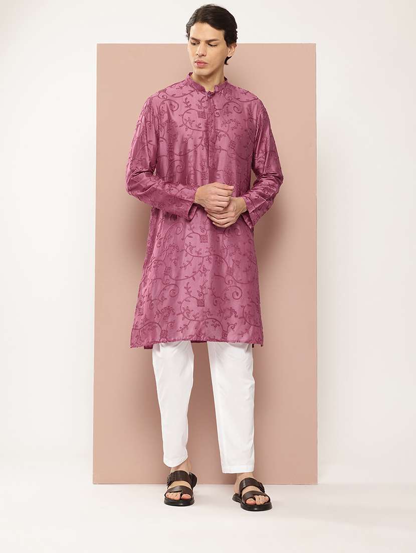 men mandarin neck long sleeve kurta